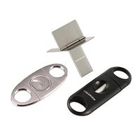 CIGARISM Stainless Steel Straight-Cut V-Cut Cigar Cutter Stand Rests Set