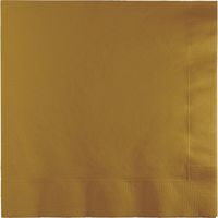 Creative Converting 593276B 250 Count Case Touch of Color 3-Ply Paper Dinner Napkins, Glittering Gold