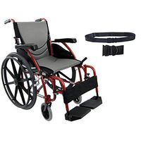 Karman S-Ergo 115 Ultra Lightweight Ergonomic Wheelchair | Seat Size 18" X 17" | Swing Away Footrest | Fixed Wheels and Mag Wheels in Red & Free Black Wheelchair Seatbelt!