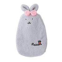Cartoon Rabbit Explosion-Proof Plush Fabrics Hot Water Bottle Cover Warm Water Bag Removable Washable Hot Water Bottle Cover@Gray_14.5x25cm