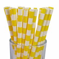 Free DHL 500 pcs Yellow Sailor Stripe Paper Straws Bulk, Yellow and White Horizonal Striped Paper Drinking Straws for Holiday Party, Wedding, Birthday, Circle Rugby Stripe Mason Jar Straws