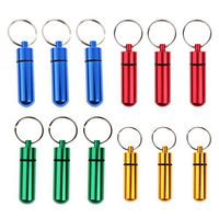 12x Travel Air Tight Aluminum Alloy Pill Case Box Organizer Holder Key Fob Chain