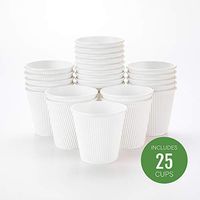 8 oz White Paper Coffee Cup - Ripple Wall - 3 1/2" x 3 1/2" x 3 1/4" - 25 count box - Restaurantware
