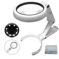Magnifying Glass with 8 LED Lights, Handsfree Magnifier, [5X+11X] Dual Magnification Lens, Gentle & Bright Light Settings- Ideal for Reading Books, Jewlery, Coins, Craft & Hobbies