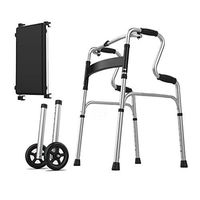 Walking Aids, Aluminum Alloy Walkers, Elderly Walkers, Easy-to-fold Walkers for Outdoor Sports, Travel, (Send Wheels)