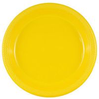 JAM PAPER Round Plastic Party Plates - Large - 10 1/4 inch - Yellow - 20/Pack