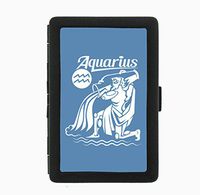 Aquarius Astrological Sign Horoscope Black Cigarette Case Holder Wallet RFID-blocking