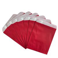 Party Bag 5 * 7 inch, 100 pcs Food Safe Kraft Paper and Ink, Natural (Biodegradable), Vivid Colored Candy Cookie Buffet Bags, Flat Bag, Red. 96 pcs 1.5 inch Stickers.