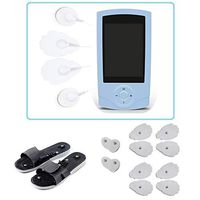 TENS Unit 16 Modes Portable Electro Massage Therapy Device Pulse Impulse Massager Blue Extra (8+4) PC Pads + Massage Shoes