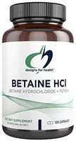 Designs for Health Betaine HCl with Pepsin - 750mg Betaine Hydrochloride + Protein Digestive Enzyme (120 Capsules)