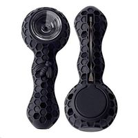 Tabacco Pipes for Smoking, Honey Silicone Straw Pipe with Cleaner Cover and Decorative Bowl Interior (Black)