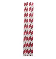 Youmewell Biodegradable Paper Drinking Straws Disposable Red Striped for DIY 100 Pcs