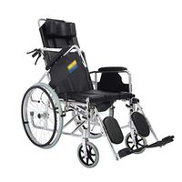 Hong Tai Yang XF Wheelchair, Lightweight and User-Friendly Aluminum Transport Chair Detachable armrest high Back with Bedpan, Folding portableseat Width 48cm Armchairs (Color : Black)