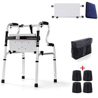 Folding Walker, Adjustable Height Walking Frame for Seniors Elderly - Lightweight Mobility Transport Aid Walking Stick