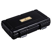 CIGARLOONG Cigar Case Travel Portable Humidification Box for 5 Cigars(Color:Black)