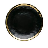 Bjzxz Porcelain Plate Set Nordic Style Black Gold Plated Ceramic Dish Fruit Salad Plate 5 Packs
