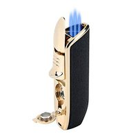 Triple Windproof Flame Torch Jet Refillable Butane Cigar Cigarette Lighter (Black)