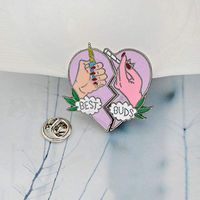 Heart Shape 2 Piece/Set BEST BUDS Enamel Brooches Badges Pins Fashion Jewelry Novelty Beauty Party Girls Cheap Womans Accessories Decoration Prom Creative