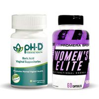 pH-D Feminine Health Boric Acid Suppositories (24 ct) Bundle with Women's Elite for Energy, Fat Loss, Appetite Suppression (60 ct)