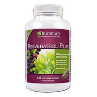 TruNature Resveratrol Plus - 250 mg of Resveratrol Plus 50 mg each of Red Wine Extract, Grape Seed Extract and Green Tea Extract - 140 Vegetarian Capsules
