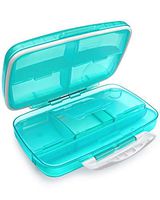 Travel Pill Organizer Large Fullicon Weekly Vitamin Container Portable Medication Case, Oversize 8 Compartment Pill Box, Pill Holder - Airtight & Moistureproof (Light Green)