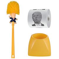 Monyus Donald Trump Toilet Brush Set, with Toilet Brush Base and Print Paper, White Elephant Political Gag Novelty Item, Make Toilet Great Again