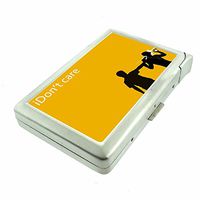 I Don't Care Em1 Hip Silver Cigarette Case With Built In Lighter 4.75" X 2.75" Id Holder Metal Wallet RFID Protection