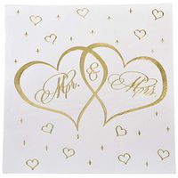 100 Count Mr. and Mrs. Luncheon Napkins Gold Foil Disposable Paper Wedding Napkin Bridal Shower Engagement Anniversary Party