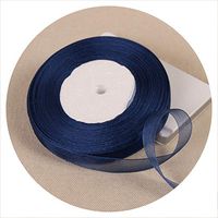 50 Yards/Roll 15Mm 5/8Inch Organza Ribbon Wholesale Gift Wrapping Decoration Christmas Ribbons,Navy Blue,15Mm