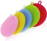 UUSHER Silicone Scrubber, Silicone Sponges Multipurpose Kitchen Scrub Brush for Dish Pot and Veggies Fruit Non-Stick Pan 5 Colors