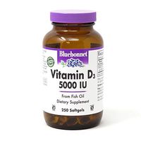 Bluebonnet Nutrition Vitamin D3 5000 IU Softgels, Aids in Muscle and Skeletal Growth, Cholecalciferol from Fish Oil, Non GMO, Gluten Free, Soy Free, Dairy Free, 250 Softgels