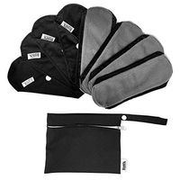 HighOh Panty Liners Kit | Soft Washable Charcoal Bamboo Menstrual Spotting | Reusable Sanitary Napkins | 8 Scant Flow Pads & 1 Free Waterproof Wetbag