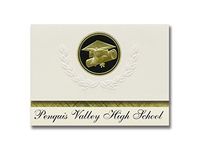 Signature Announcements Penquis Valley High School (Milo, ME) Graduation Announcements, Presidential style, Elite package of 25 Cap & Diploma Seal Black & Gold