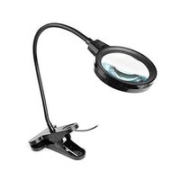 WZLJW 10x Magnifying Lamp, USB Powered with Clip Optical Glass Lens Hands Free Magnifying Glass-Black 33x7.5cm(13x3inch)