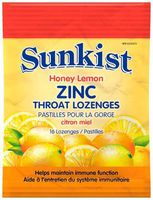 18 Pack x Sunkist Zinc Throat Lozenges with Vitamin C and Echinacea, Honey Lemon, 16 Lozenges