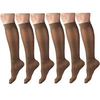 Sheer Compression Stockings, 15-20 mmHg, Women's Knee High Length, Dot Pattern Espresso Medium (6 Pairs)