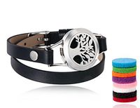 Stainless Steel Essential Oil Diffuser Bracelet with a Leather Wrap , Tree of Life Essential Oil Diffuser Bracelet, aromatherapy diffuse, essential oil jewelry