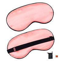 BLAU GRUN Silk Sleep Eye Mask for Sleeping, Blockout Blindfold with Adjustable Strap, Good Night Eyeshade for Women Men, Travel & Naps & Yoga Meditation & Shift Work, Include Travel Pouch & Ear Plugs