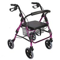 Aluminum Alloy Folding Four-Wheeled Walker Adjustable Height with Seat Walking Frame for The Elderly Shopping Pedals Walker Shopping Cart Trolley
