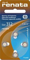 Renata ZA312 Zinc Hearing Aid Batteries (40)