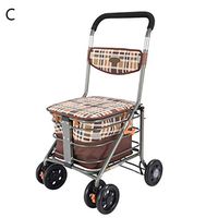 Rolling Walkers Shopping Cart Old Man Trolley Folding Wheelchair Portable Walker Can Sit at Home to Buy A Food Truck Gift Can Bear 100 Kg (Color : C. Foot Brake, Size : 485690cm)