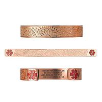 Divoti Custom Engraved PVD Rose Gold Medical Alert Bracelets for Women, Stainless Steel Medical Bracelet, Medical ID Bracelet w/Free Engraving - Fancy Paisley w/6" Cuff(fits 6.5-8.0")-TP Red