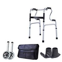 Lqdpdd Lightweight Folding Four Wheel Rollator Walker with Padded Seat, Adult Walker with Wheels Carrying Bag Portable Bathroom Safety Handrail with Adjustable Height,A