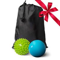 Back Massager Massage Ball Set - Shiatsu Spike Ball and Smooth Tissue Massager with Thermo Activated Gel and Massage Balls for Acupressure Reflexology w/Travel Pouch