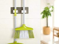 TKI-S Wall Mounted Mop Holder - Non-Slip Waterproof Design Durable Organizer Brush Broom Hanger Storage Rack Kitchen Tool for Closet Garage (Random Color, 17.8 x 7 cm)