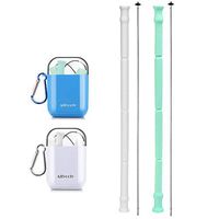 Allyooly Reusable Silicone Collapsible Straws - 2 Pack Portable Drinking Straws with Carrying Case and Cleaning Brush, BPA Free (White&Blue) …