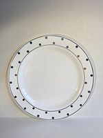 Collection Dots Premium Heavyweight Plastic 10.25" Dinner Plates Set of 10 White with Silver Dots