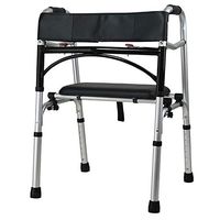 Foldable Walker with Shower Chair Fuction 8 Adjustable Height Levels(73-88cm) Made of Aluminum Alloy Rollator Lightweight Waterproof Cushion Portable Walk Assist for Elderly Silver ( Color : Silver )