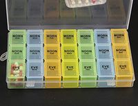 Pill Organizer Box with Snap Lids| 7-day AM/PM | Detachable Compartments for Pills, Vitamin. (pill box 818)