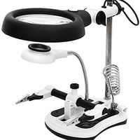XMYL 2.5X / 6X LED Magnifier Desk Lamp with 18 LED Lights, Magnifying Glass Soldering Iron Stand with Auxiliary Clamp and Alligator Clip for Reading and Repair